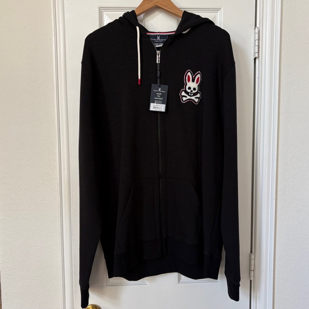 NWT XXL Psycho Bunny Black Zip-Up hoodie